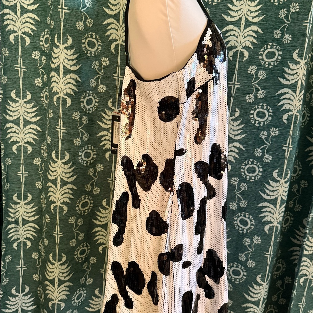 Nasty Gal White & Black Cow Print Slip Dress - Picture 4 of 8